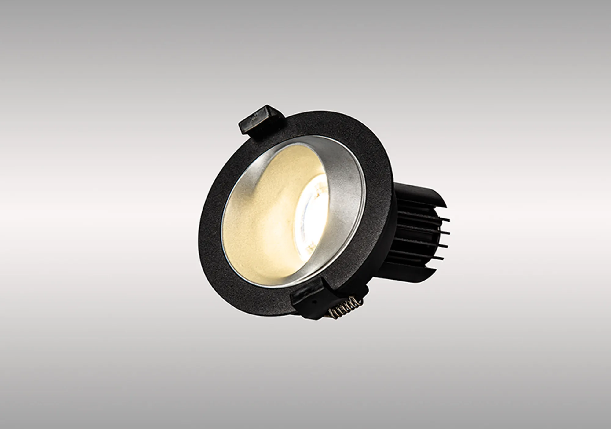 DM202415  Bonia 9 Powered by Tridonic 9W 840lm 3000K 24° LED Engine,250mA Black/Silver 27° Angled Round Downlight , DRIVER NOT INC. 5yrs Warranty
